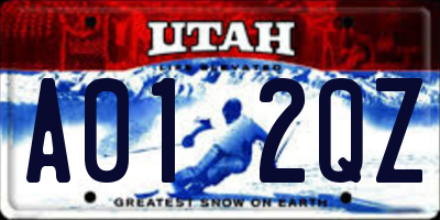 UT license plate A012QZ