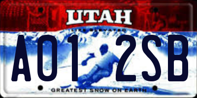 UT license plate A012SB