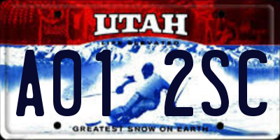 UT license plate A012SC