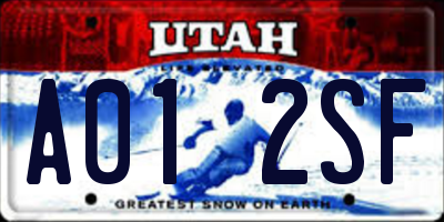 UT license plate A012SF