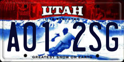 UT license plate A012SG