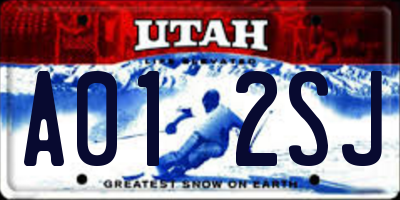 UT license plate A012SJ