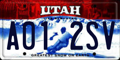 UT license plate A012SV