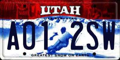 UT license plate A012SW