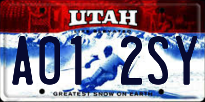 UT license plate A012SY