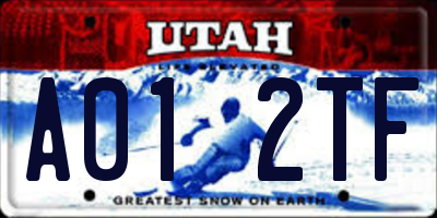 UT license plate A012TF