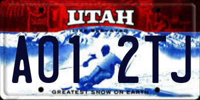 UT license plate A012TJ