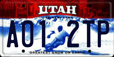 UT license plate A012TP