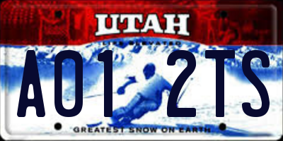 UT license plate A012TS