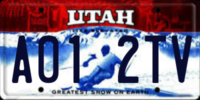 UT license plate A012TV