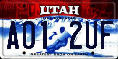 UT license plate A012UF