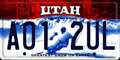 UT license plate A012UL