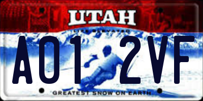 UT license plate A012VF