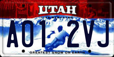 UT license plate A012VJ