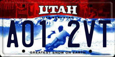 UT license plate A012VT