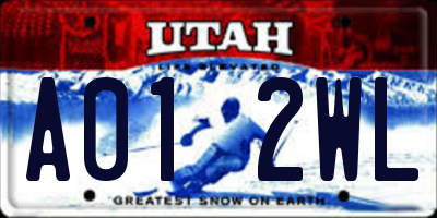 UT license plate A012WL