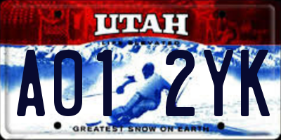 UT license plate A012YK