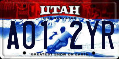 UT license plate A012YR