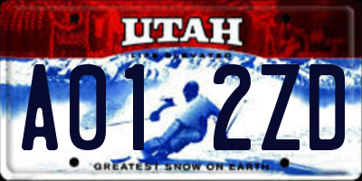 UT license plate A012ZD