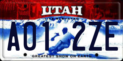 UT license plate A012ZE