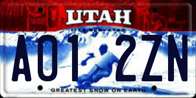 UT license plate A012ZN