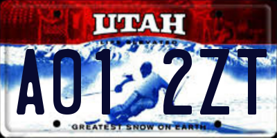 UT license plate A012ZT