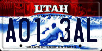 UT license plate A013AL