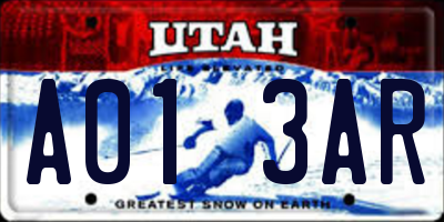 UT license plate A013AR