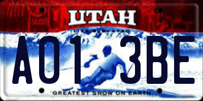 UT license plate A013BE