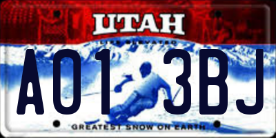 UT license plate A013BJ