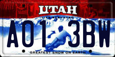 UT license plate A013BW