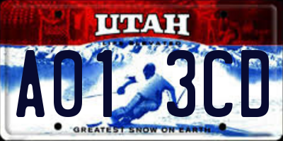 UT license plate A013CD