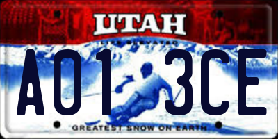 UT license plate A013CE