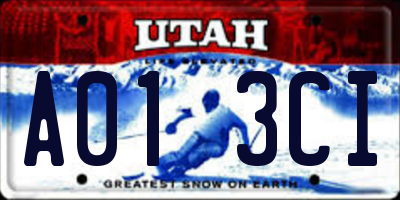 UT license plate A013CI