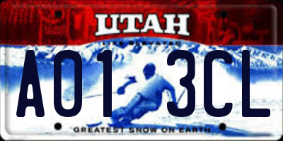 UT license plate A013CL