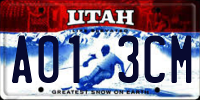 UT license plate A013CM