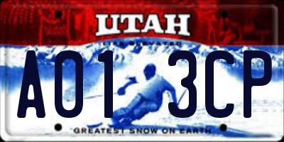 UT license plate A013CP