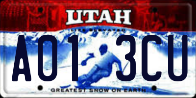 UT license plate A013CU