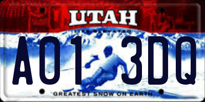 UT license plate A013DQ