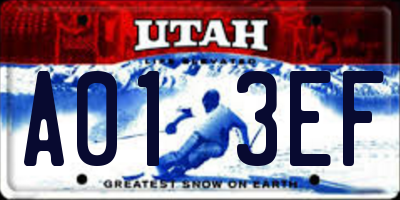 UT license plate A013EF