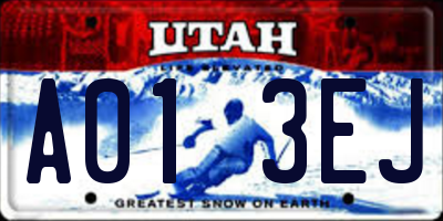 UT license plate A013EJ