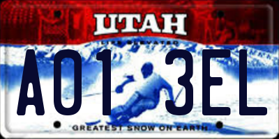 UT license plate A013EL