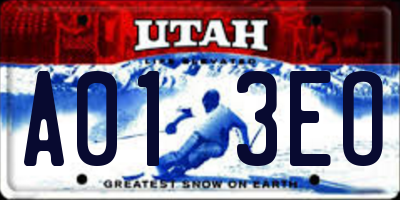 UT license plate A013EO