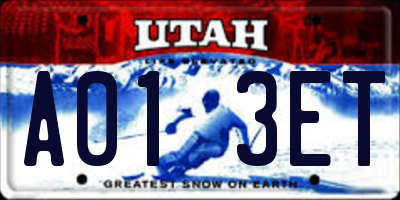 UT license plate A013ET