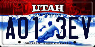 UT license plate A013EV