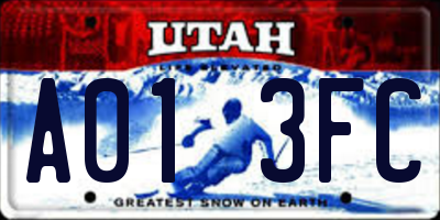 UT license plate A013FC