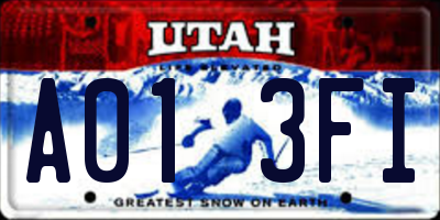 UT license plate A013FI