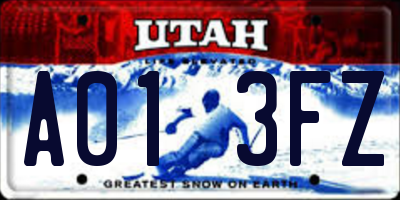 UT license plate A013FZ