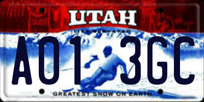 UT license plate A013GC