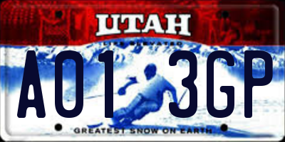 UT license plate A013GP